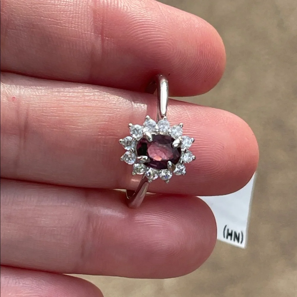 NWT Natural Burma Spinel (NH) with CZ Accents in 935 Sterling Silver Size 10